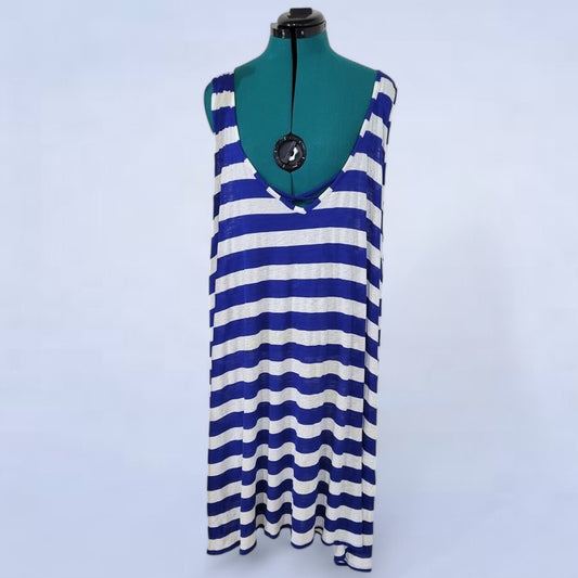 Sea Swimwear Blue Striped Coverup Tank Dress - Size 2X