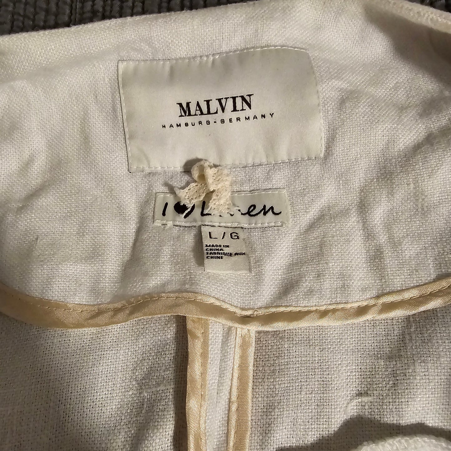 Malvin Hamburg Germany I Love Linen, 100% Linen Light Jacket - Size Large