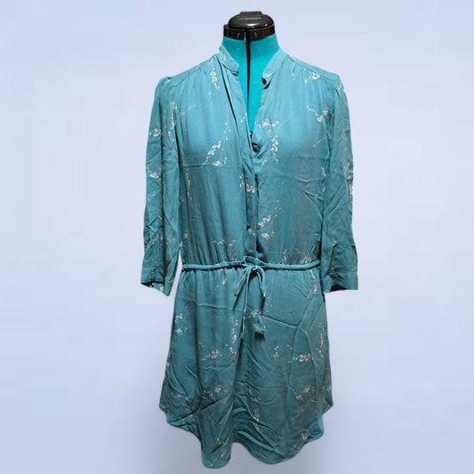 Aritzia T Babaton Teal Silk Dress, Floral Print - Size Medium