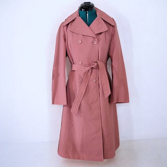 Vintage 1960s 1070s Betty Barclay Pink Trench Coat with Removable Hood - Medium