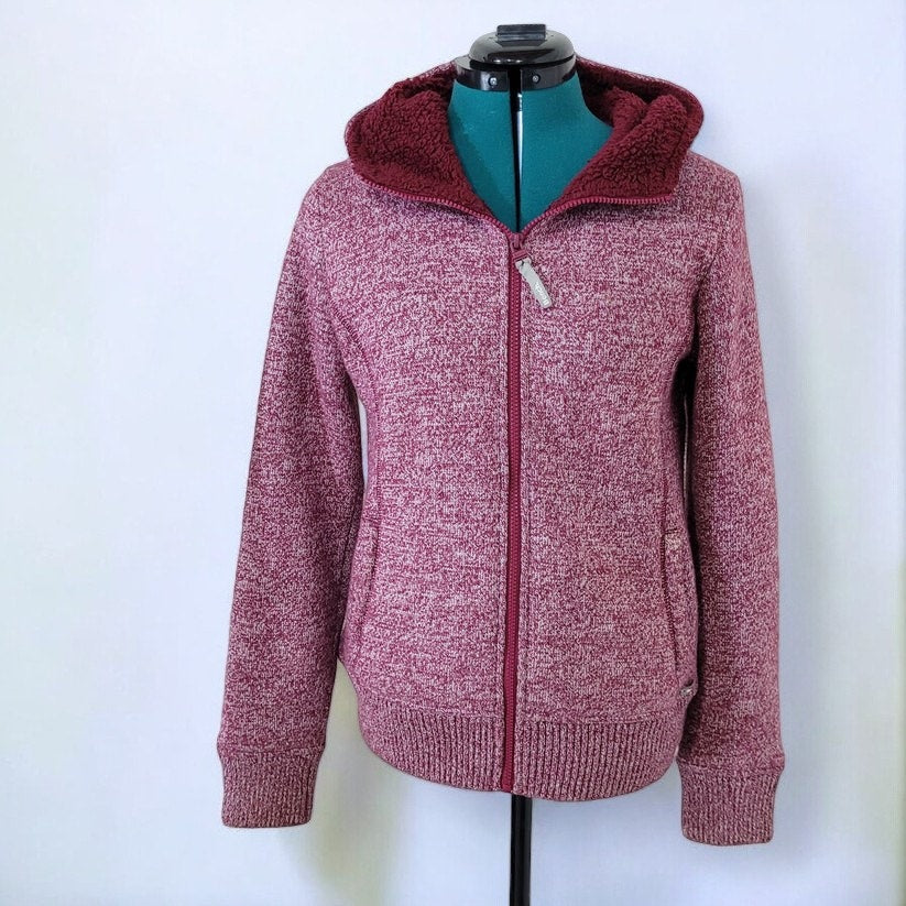 Bench Burgundy Sherpa Fleece Lined Full Zip Hoody - Size Medium