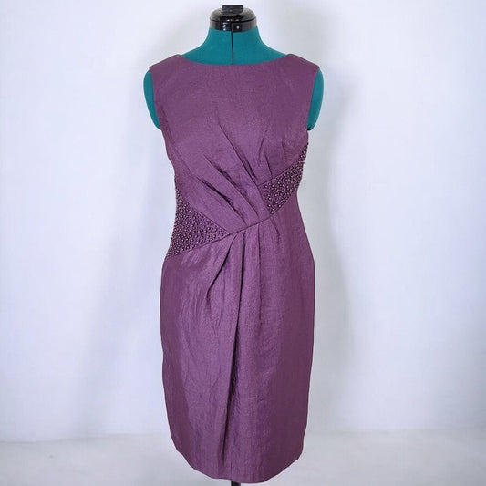 Adrianna Papell Purple Beaded Cocktail Dress - Size 4