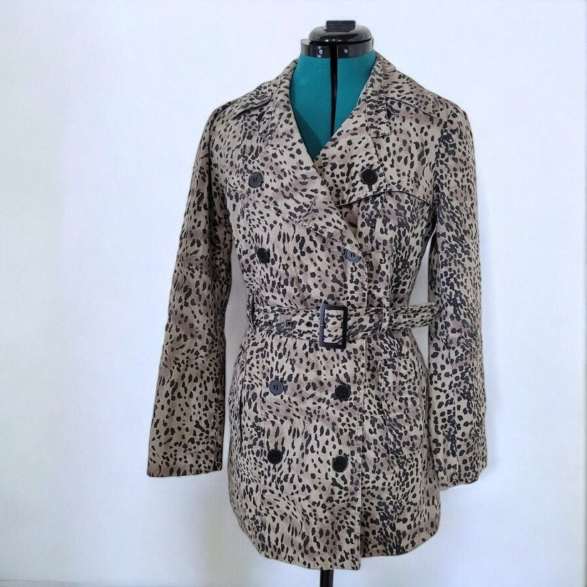 Walter by Walter Baker Animal Print Trench Coat 100% Cotton - Size Medium