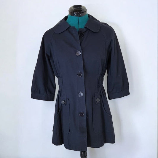 Garcia Fashion Cotton Twill Navy Trench Peacoat - Size Medium