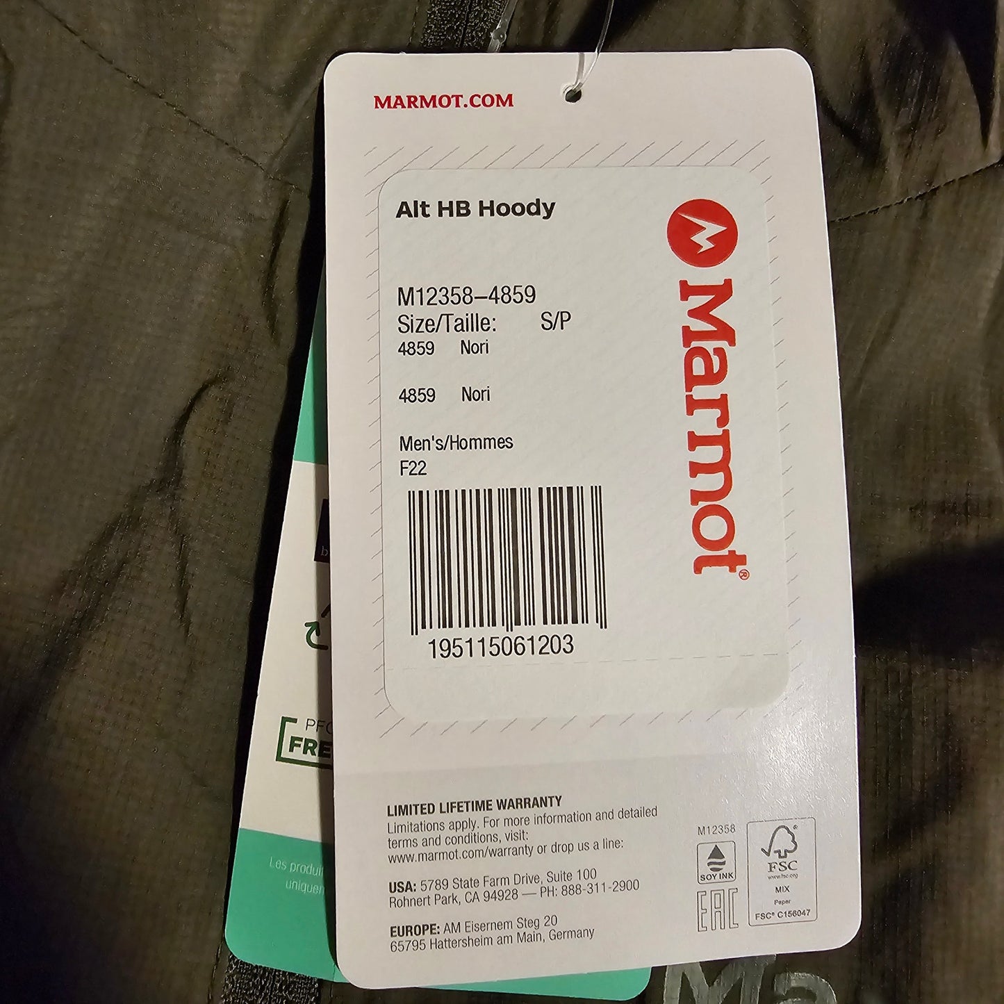 Marmot Alt HB Hoody in Nori - Size Small