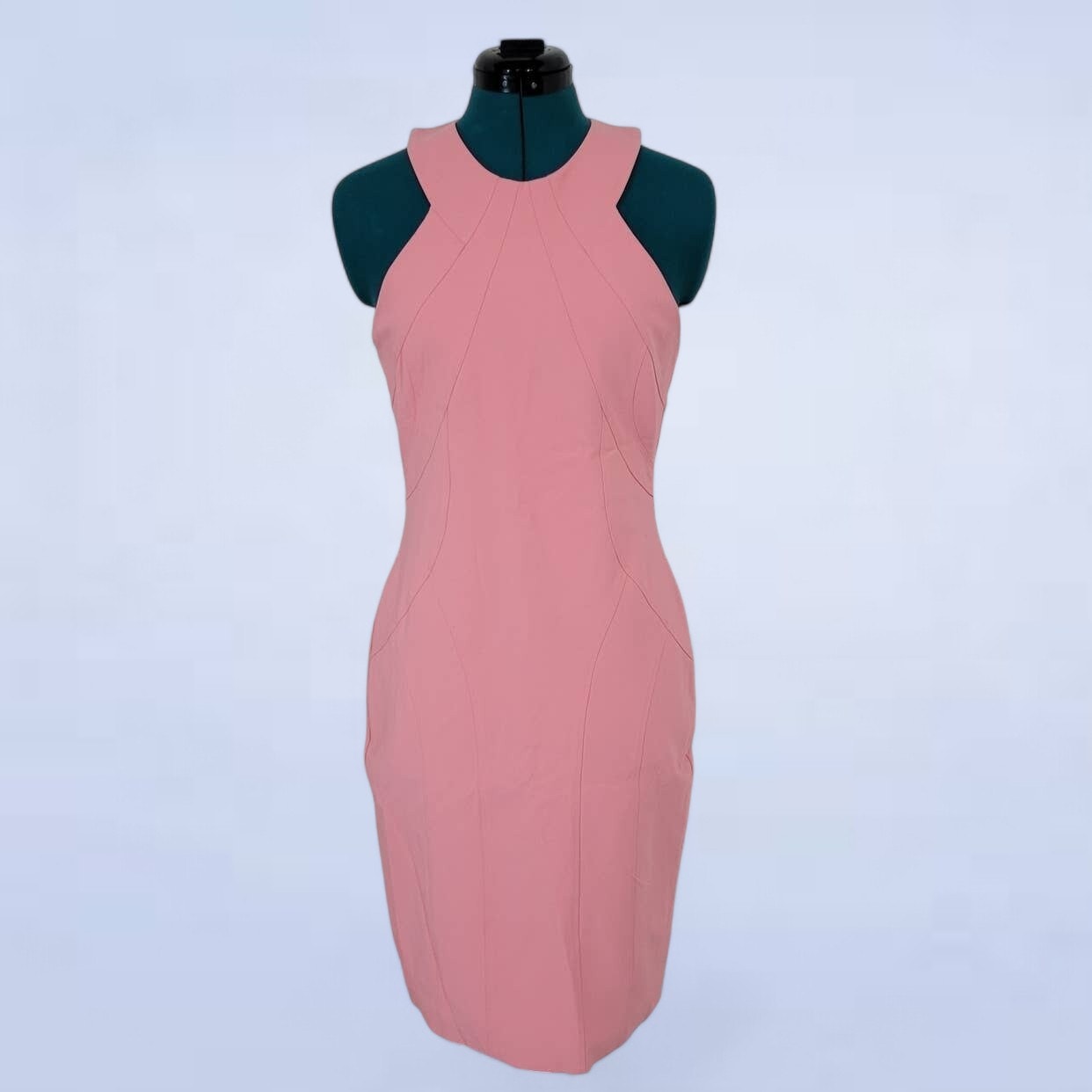 Manning Cartell Pink High Neck Bodycon Sleeveless Pencil Dress - Size 8