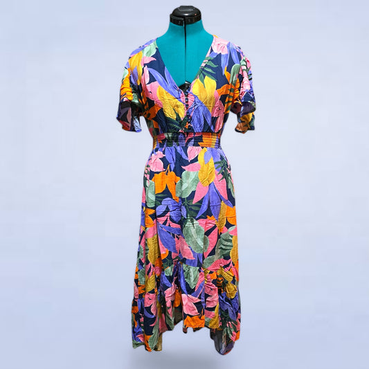 Anthropologie Abel the Label Tropical Asymmetrical Dress - Size Medium