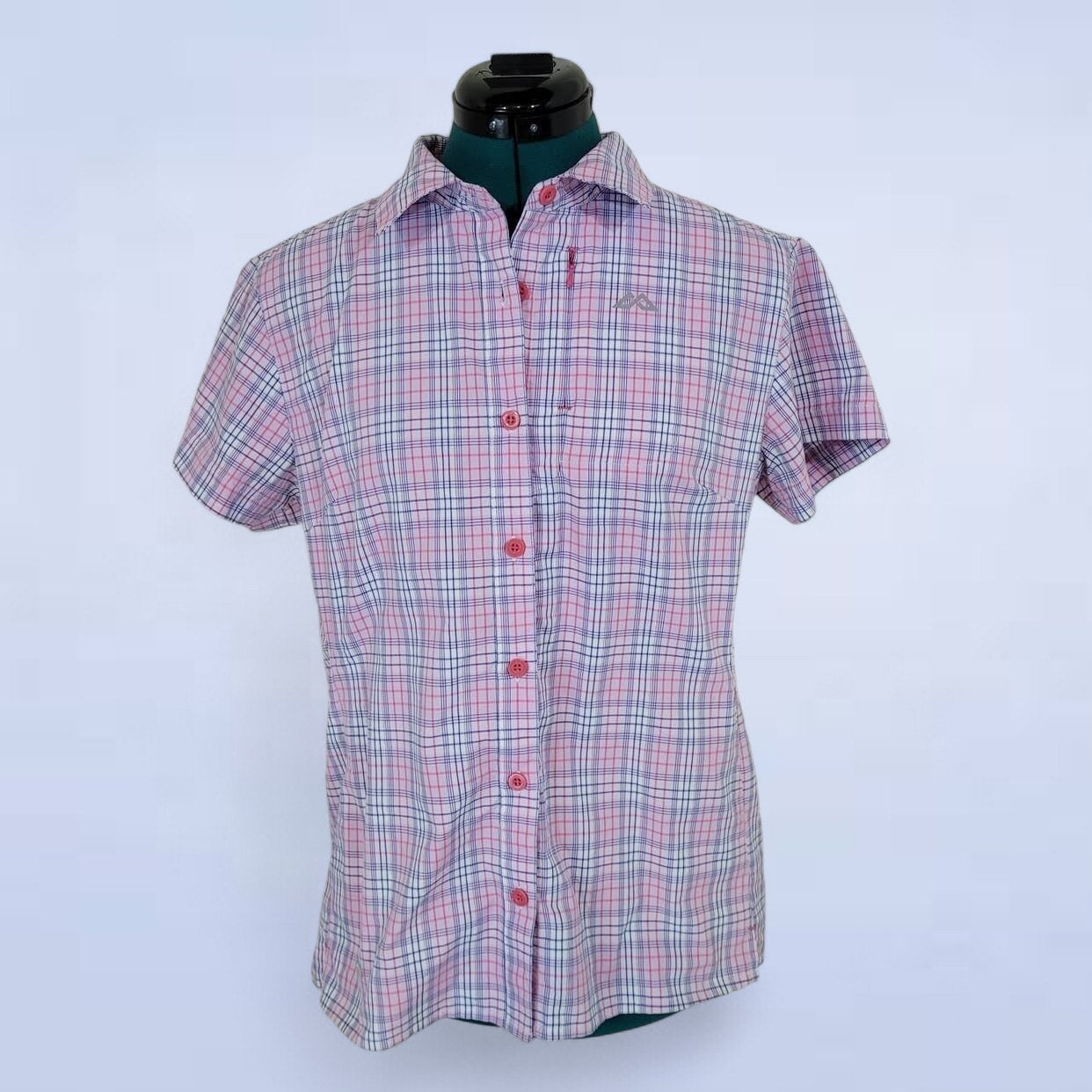 Kathmandu driMOTION Plaid Button Up Slim Fit T-Shirt - Size 12