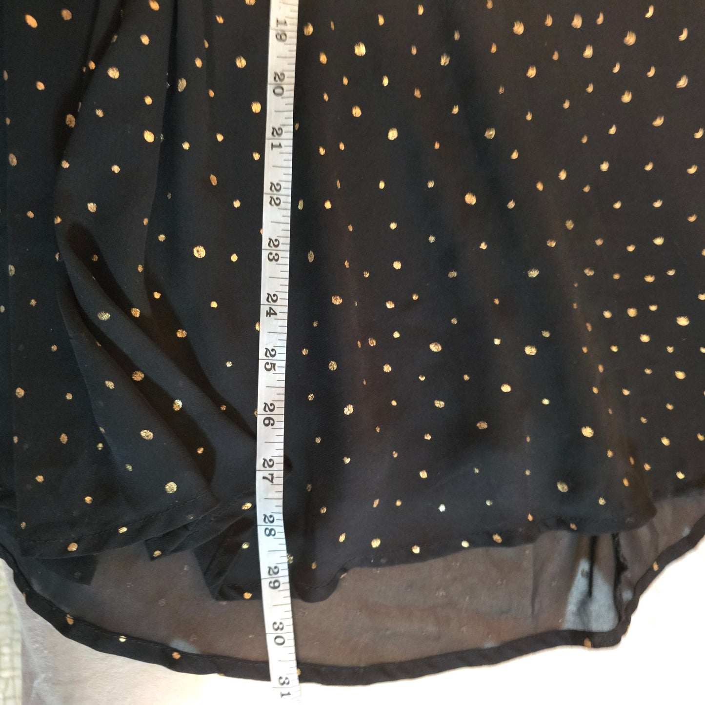 Yumi Black Skirt with Gold Polka Dots - Size Medium