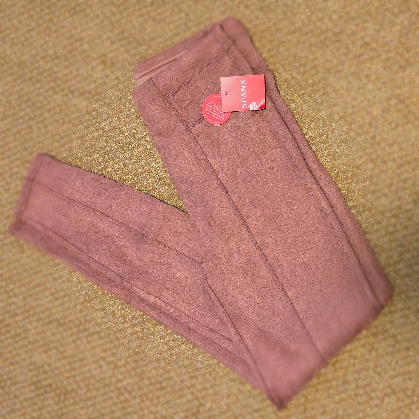 SPANX Faux Suede Leggings in Dusty Rose - Size Small