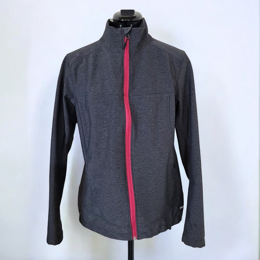 Karbon Gray Softshell Jacket with Pink Zipper - Size Large