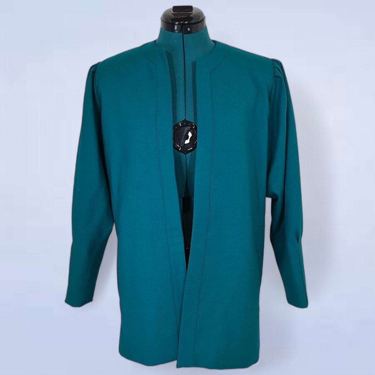 Vintage Mertelli Collection Teal Pure Virgin Wool Open Blazer - Size 6