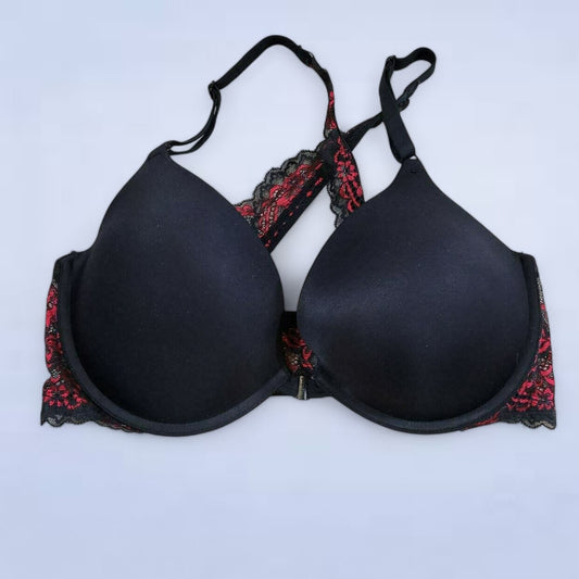 La Senza Black Push Up Bra with Red Lace - Size 36D