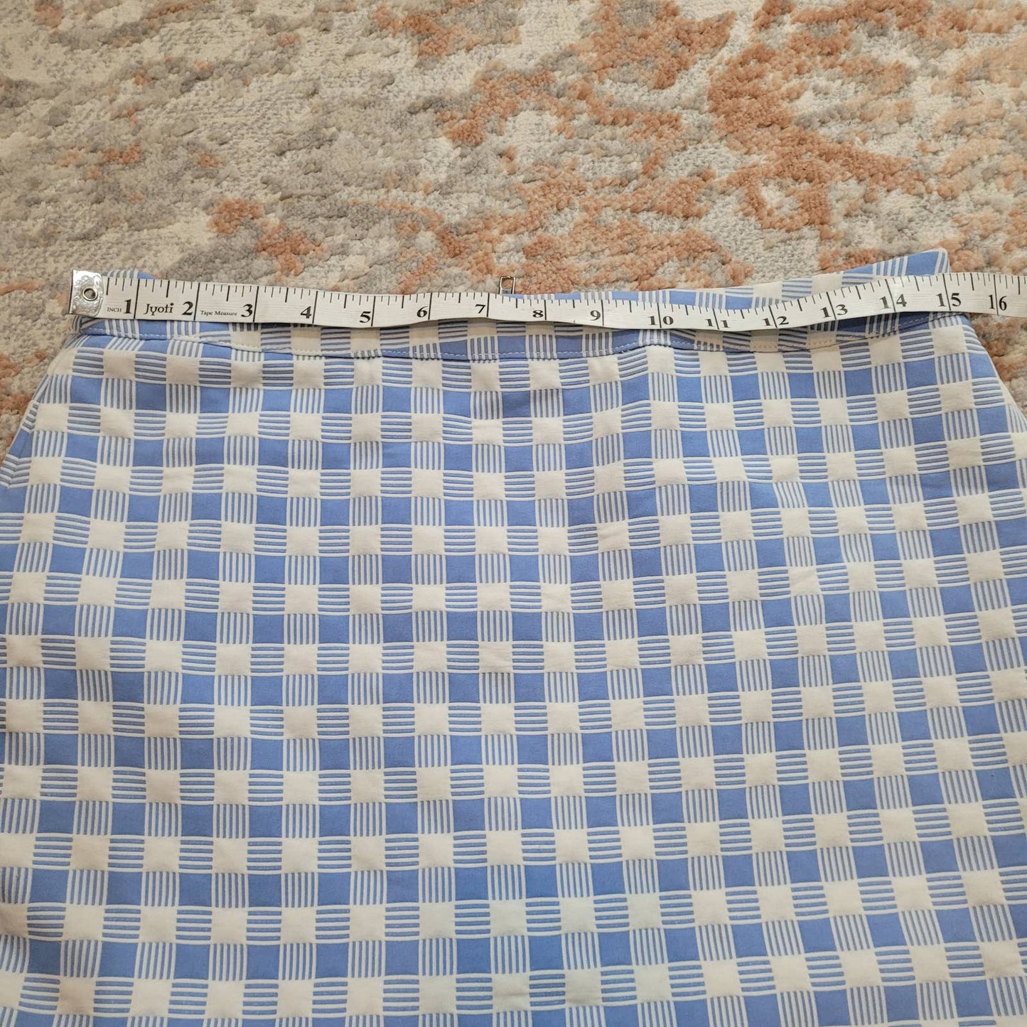 Endless Rose Blue Plaid Skirt with Crocheted Lace Hem - Size Large