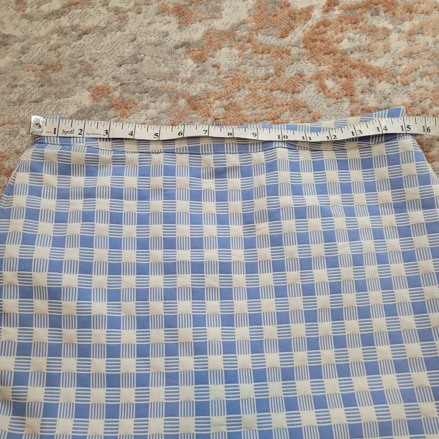 Endless Rose Blue Plaid Skirt with Crocheted Lace Hem - Size Large