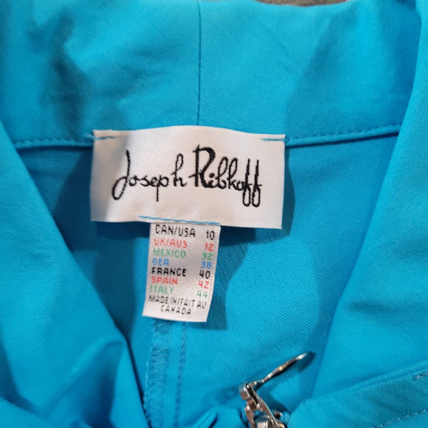 Joseph Ribkoff Blue Rouched Zip Up Blazer Jacket - Size 10