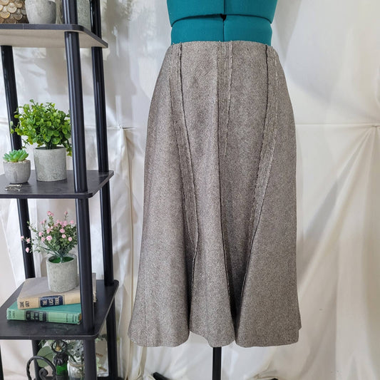 Alfani Wool Blend Brown Sparkly Midi Skirt - Size 12