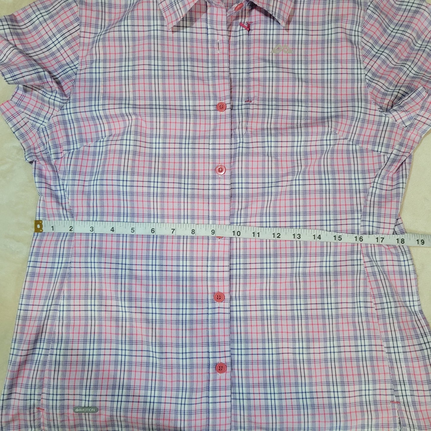 Kathmandu driMOTION Plaid Button Up Slim Fit T-Shirt - Size 12