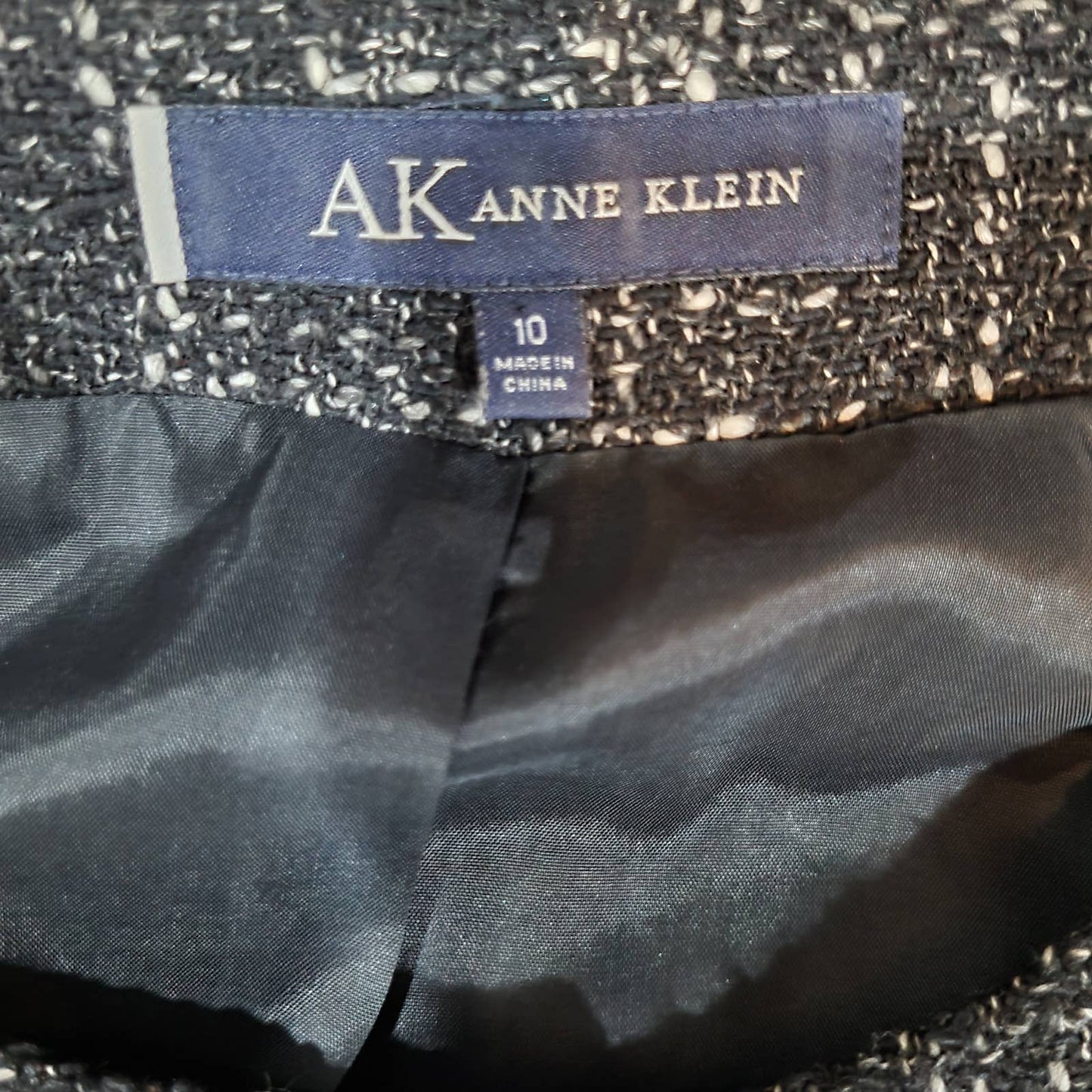 Anne Klein Black Button Up Tweed Blazer Jacket - Size 10