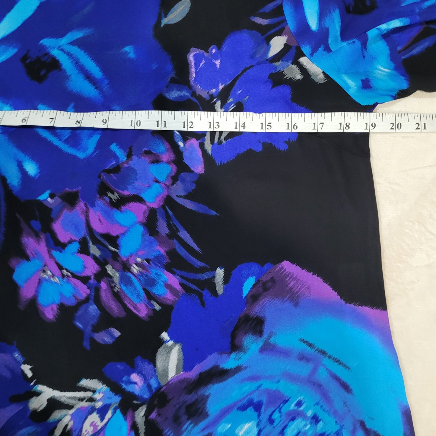 Adrianna Papell Vibrant Blue and Purple Floral Blouse - Size Medium