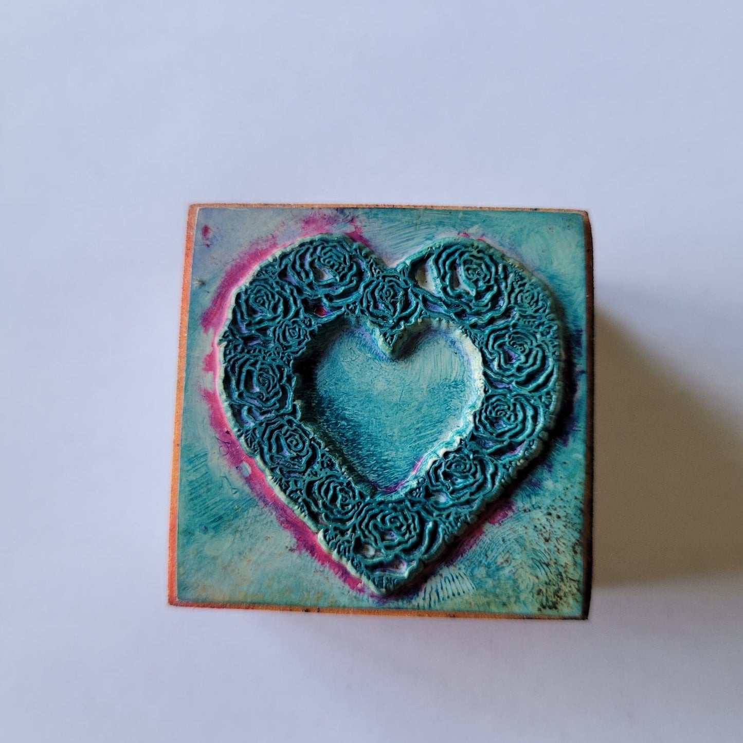 Vintage Rubber Stamp - Floral Heart Wreath