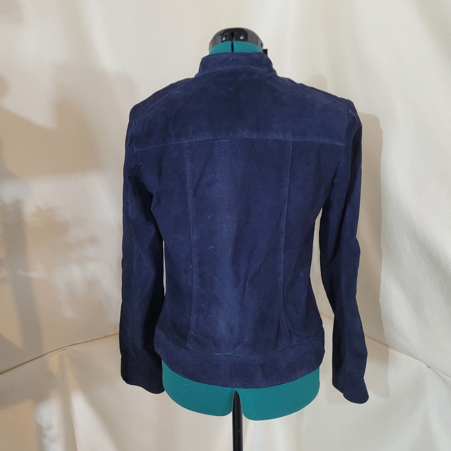 Anne Klein Blue Suede Leather Jacket - Size Small