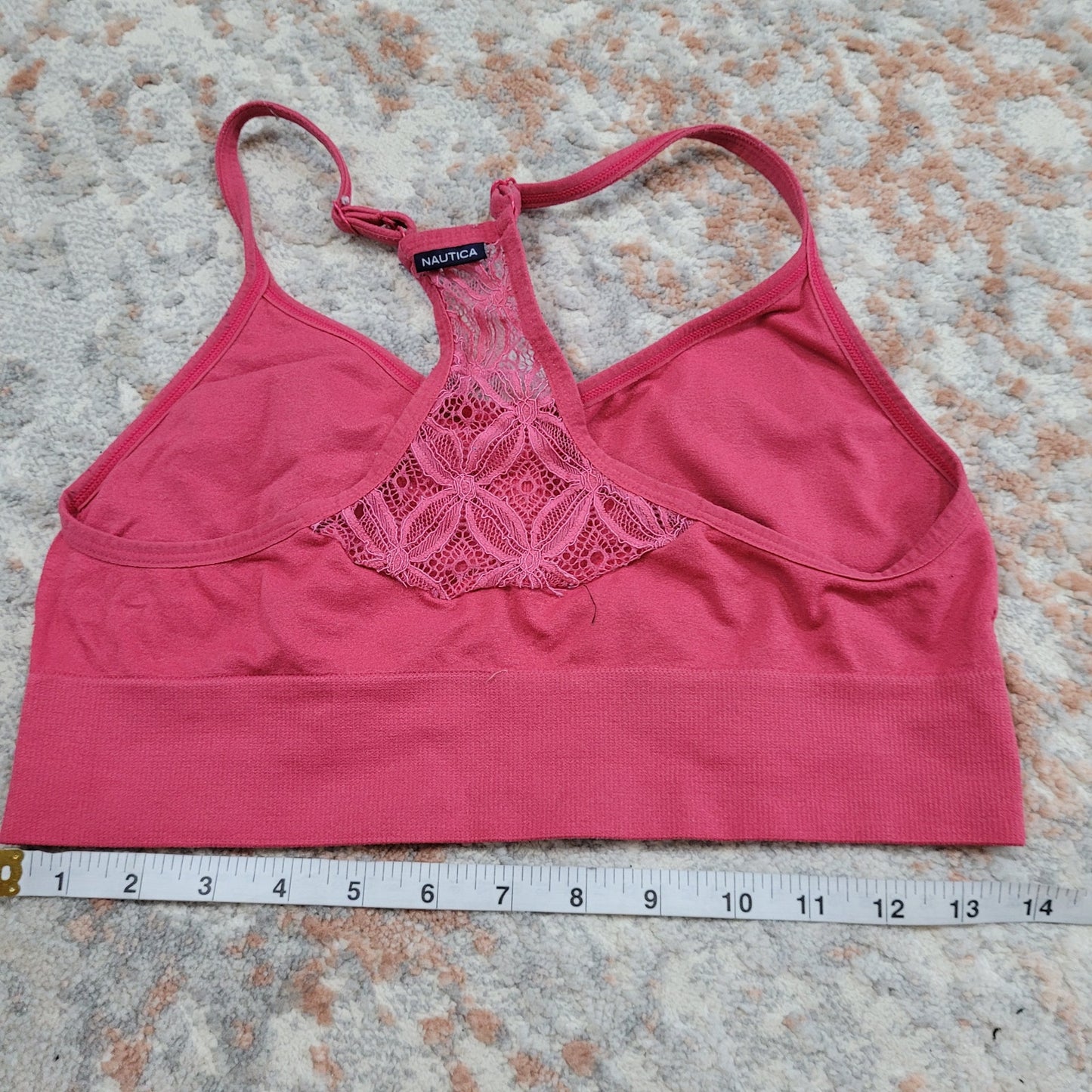 Nautica Pink Bralette with Lace Accent - Size Medium