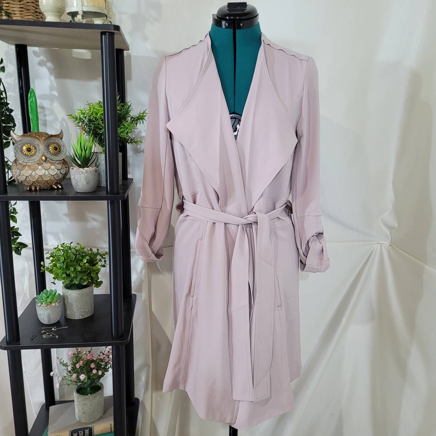 500 Maison Cinqcent Pink Blue Trench Coat - Size Extra Small