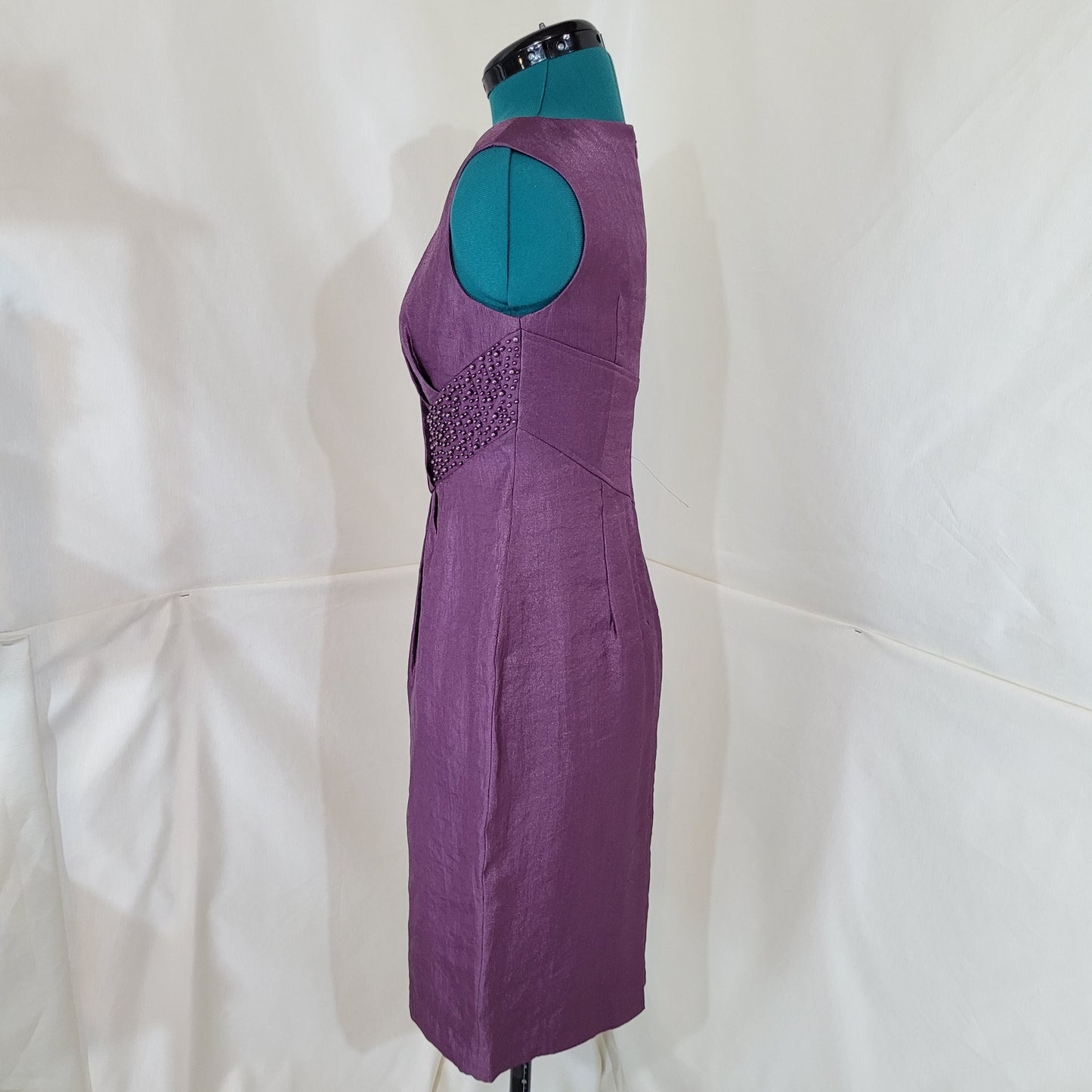 Adrianna Papell Purple Beaded Cocktail Dress - Size 4