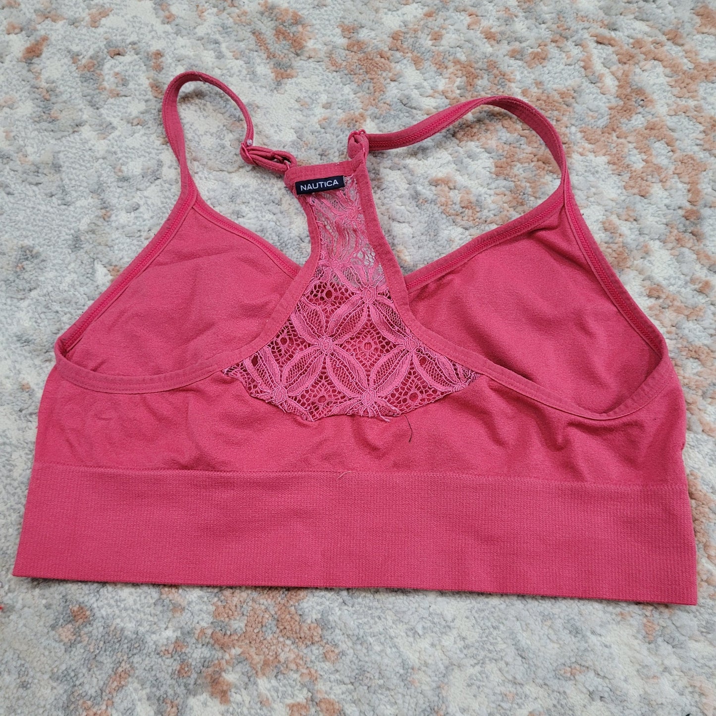 Nautica Pink Bralette with Lace Accent - Size Medium