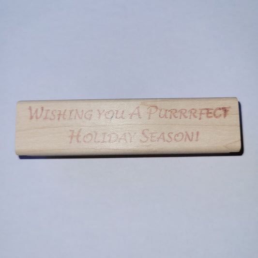 Vintage Rubber Stamp - 'Wishing You A Purrrfect Holiday Season!'