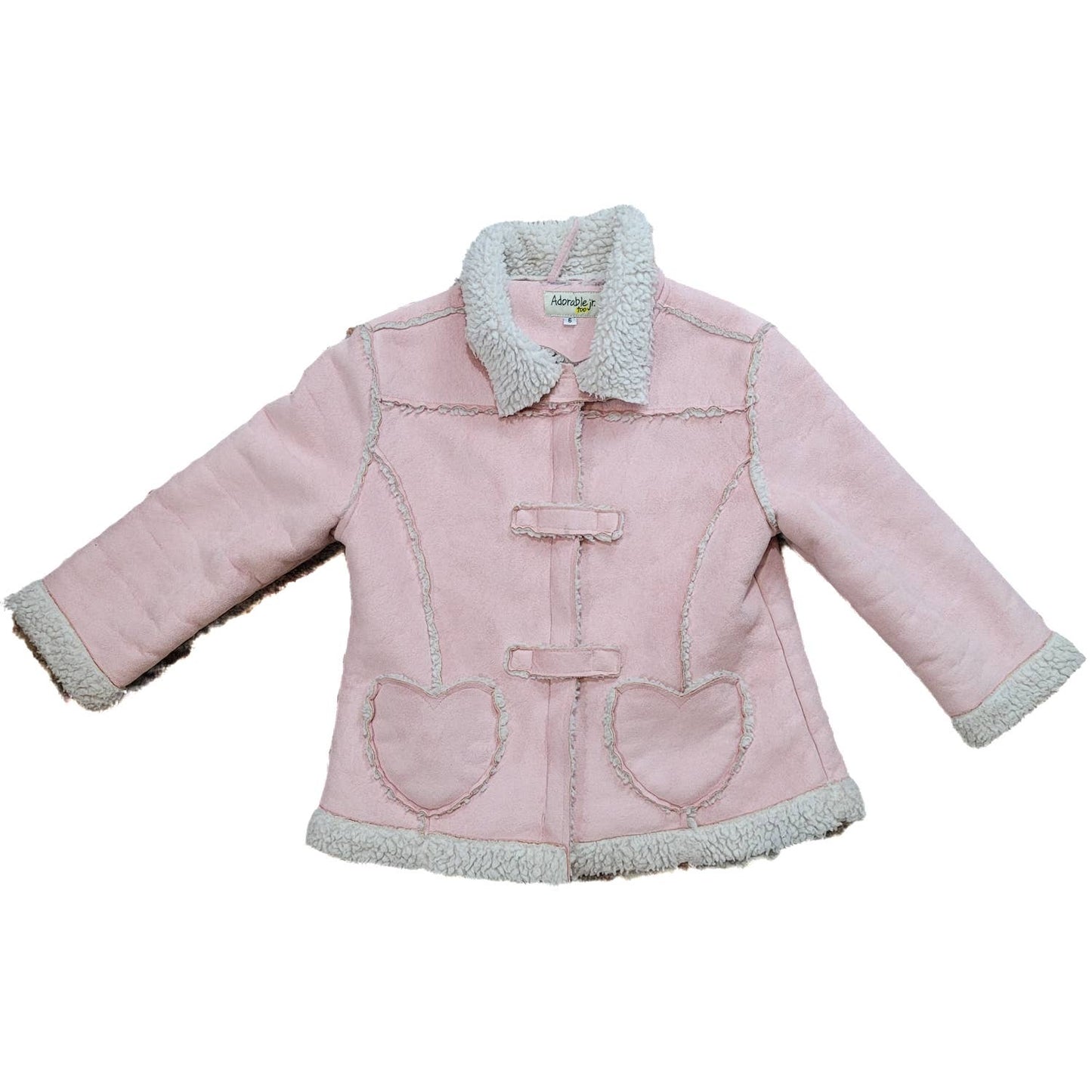 Adorable Junior Too Faux Sherpa Pink Coat - Size 6