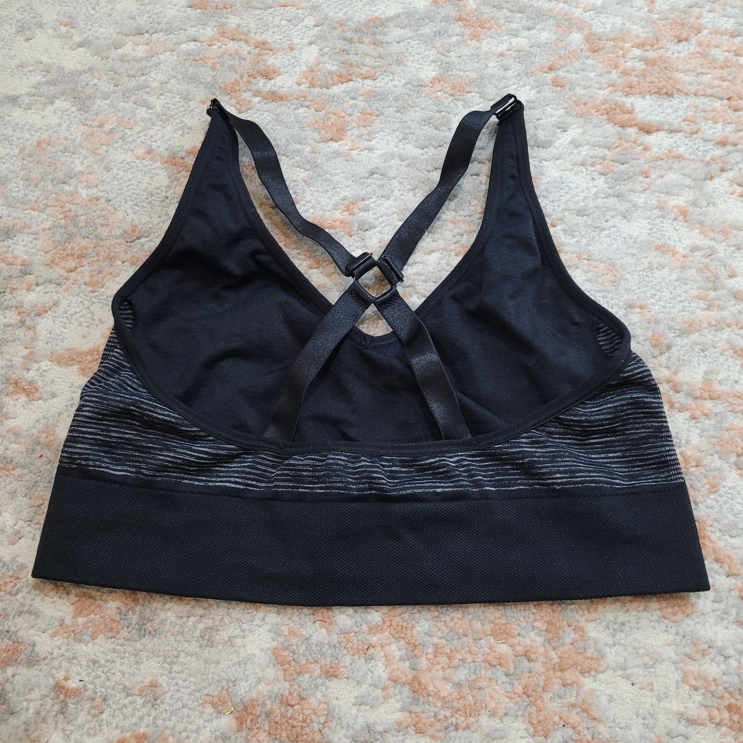 Puma Gray Striped Sports Bra - Size Medium