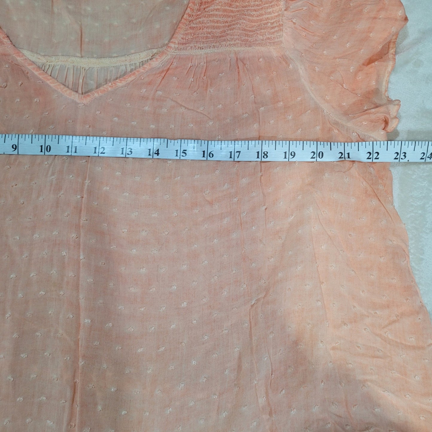 Torrid Peach Swiss Dot Smocked Top - Size Large