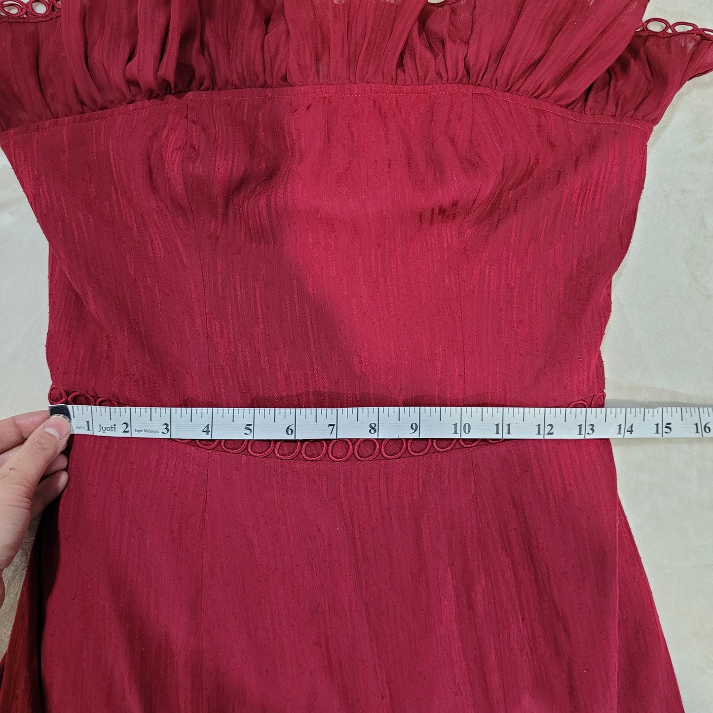 Keepsake the Label Too Close Ruffle Sheath Dress in Berry Red - Size Medium