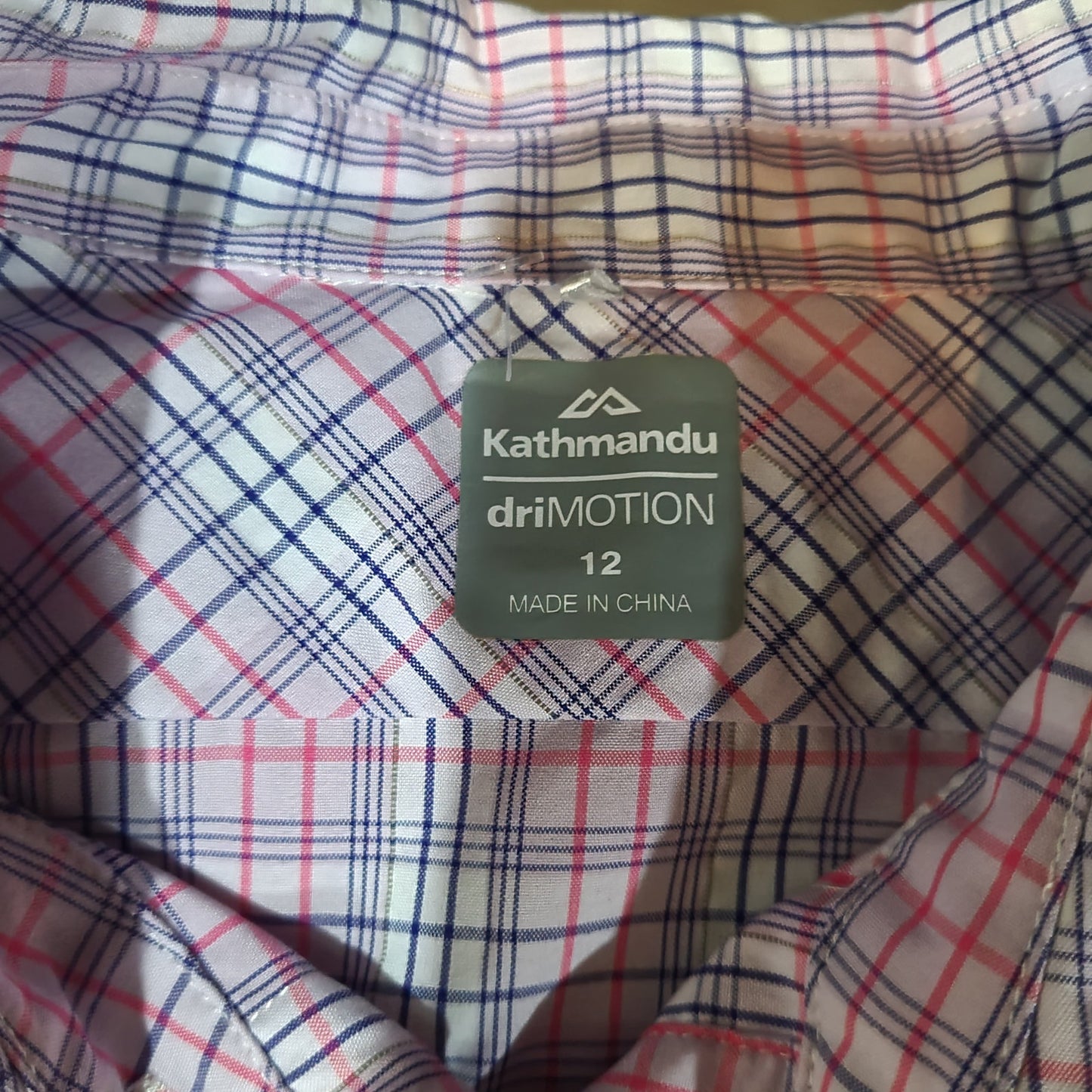 Kathmandu driMOTION Plaid Button Up Slim Fit T-Shirt - Size 12