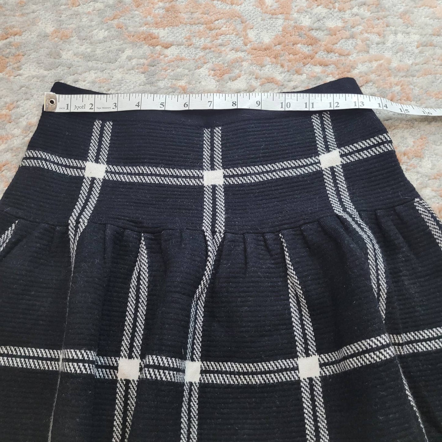 Cynthia Rowley Wool Blend Check Pleated Skirt - Size Small