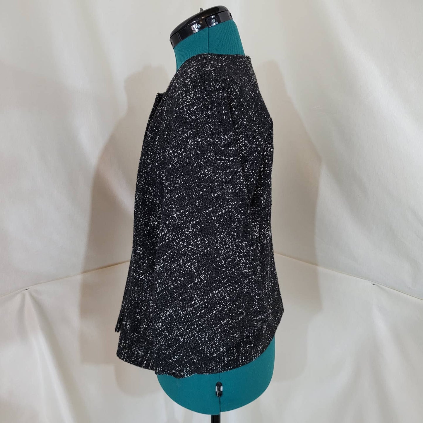 Anne Klein Black Button Up Tweed Blazer Jacket - Size 10