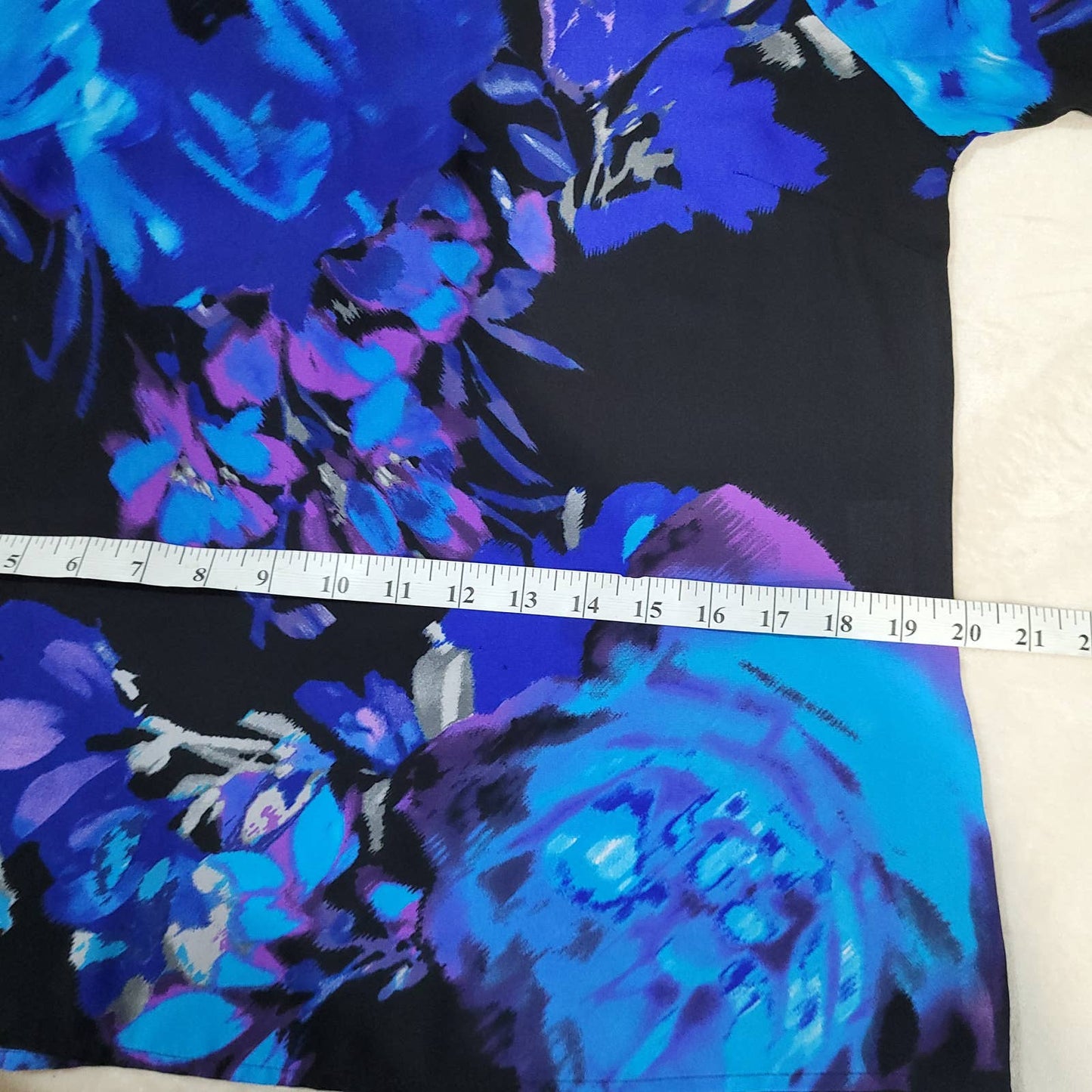 Adrianna Papell Vibrant Blue and Purple Floral Blouse - Size Medium
