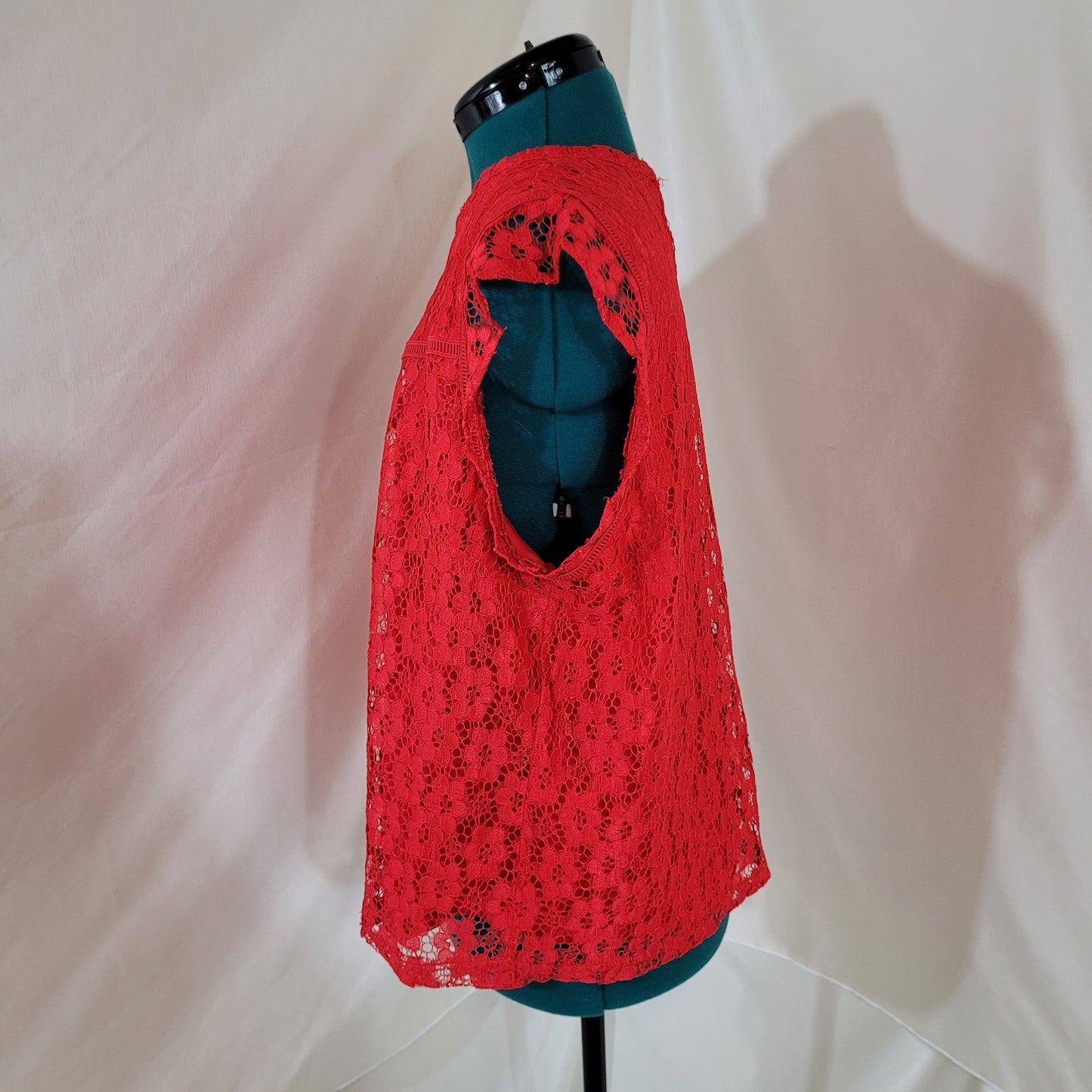 Nanette Lepore Red Lace Smock Blouse - Size Extra Large