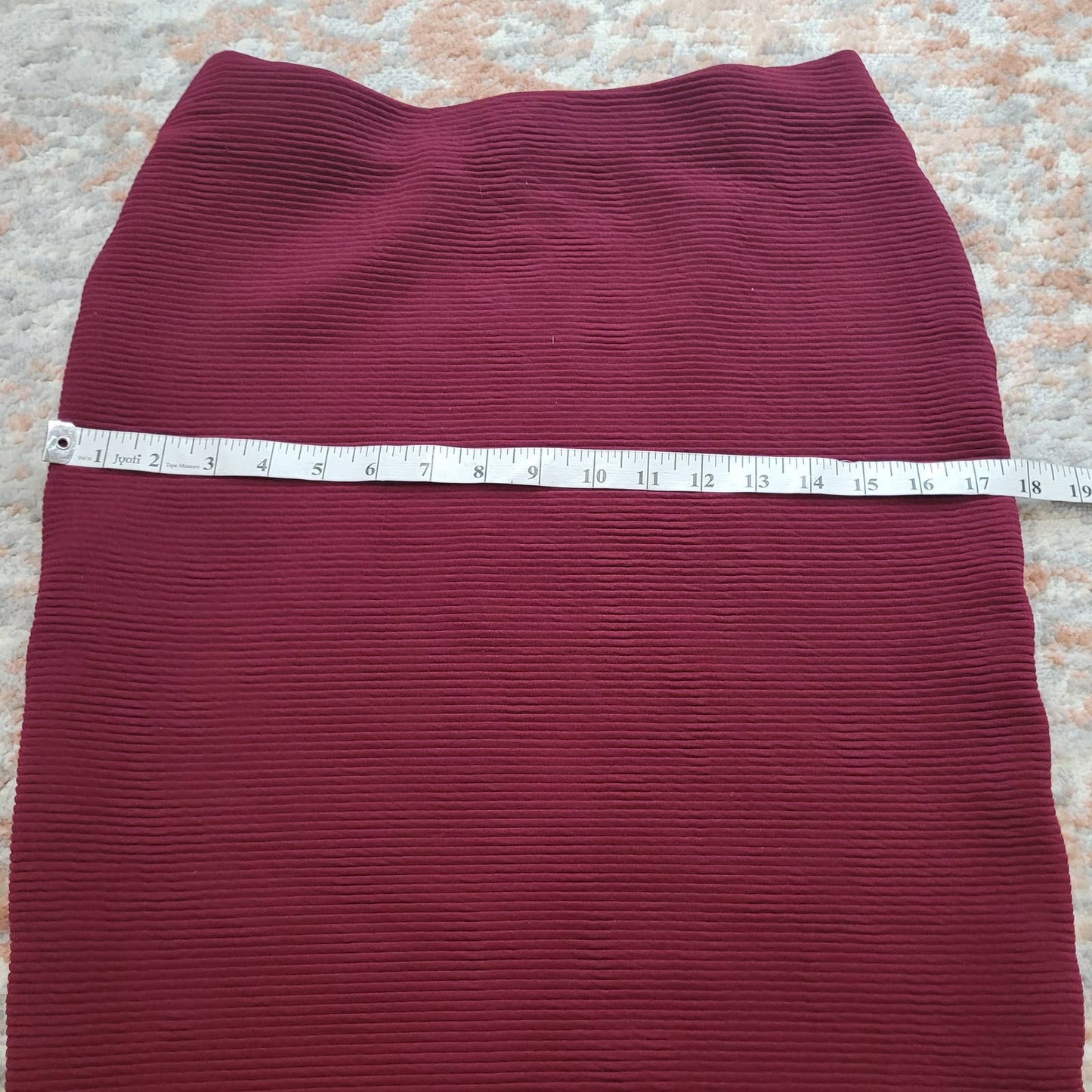 Jules and Leopold Burgundy Ribbed Bodycon Skirt - Size Small