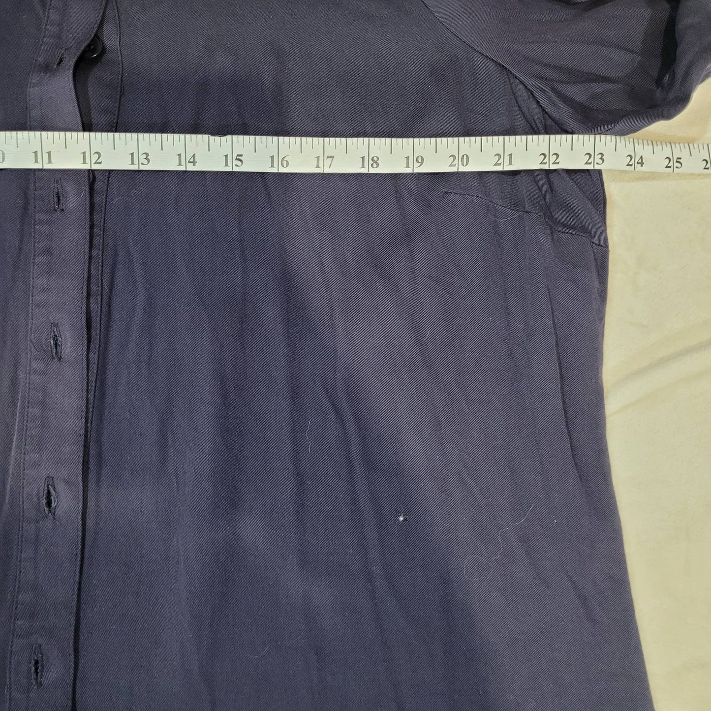 Louben Woman Navy Blue Tencel Button Up 3/4 Sleeve Tunic - Size 16