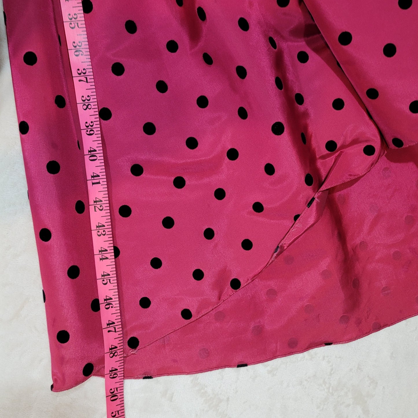 Vintage 1980s Party Time Fashions Toronto Fuschia Prom Dress w Velvet Polka Dots