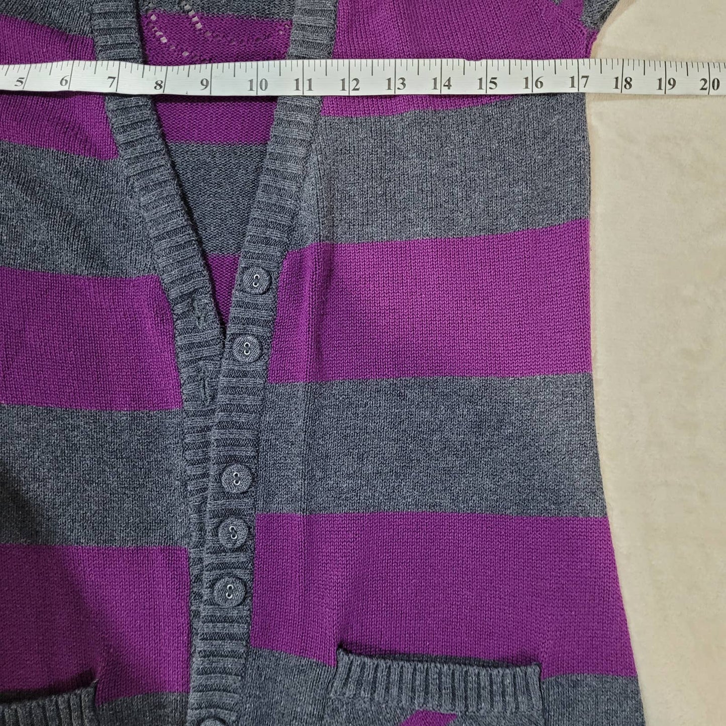 Fox Racing Y2K Gray and Purple Striped Cardigan - Size Small