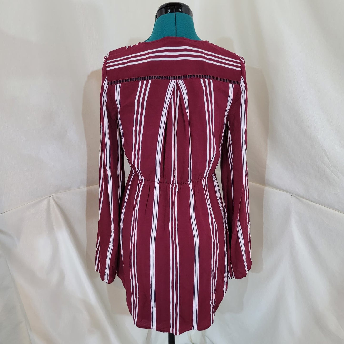 The Jetset Diaries Red Striped Faux Wrap Dress - Size Medium