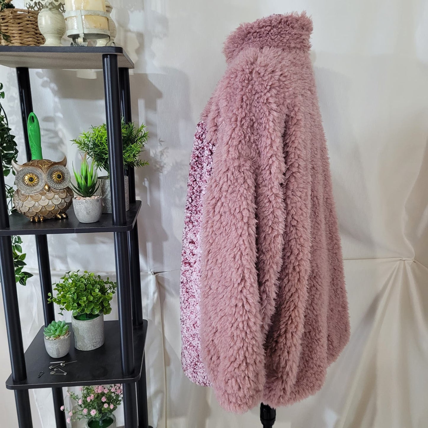 Suzanne Betro Weekend Pink Blush Sherpa Fleece Quarter Zip Pullover Sweater - 1X