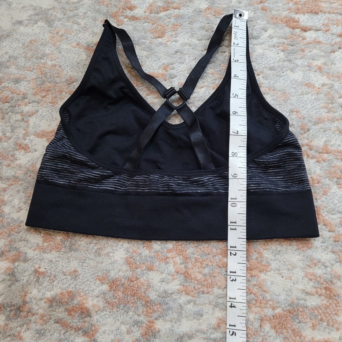 Puma Gray Striped Sports Bra - Size Medium