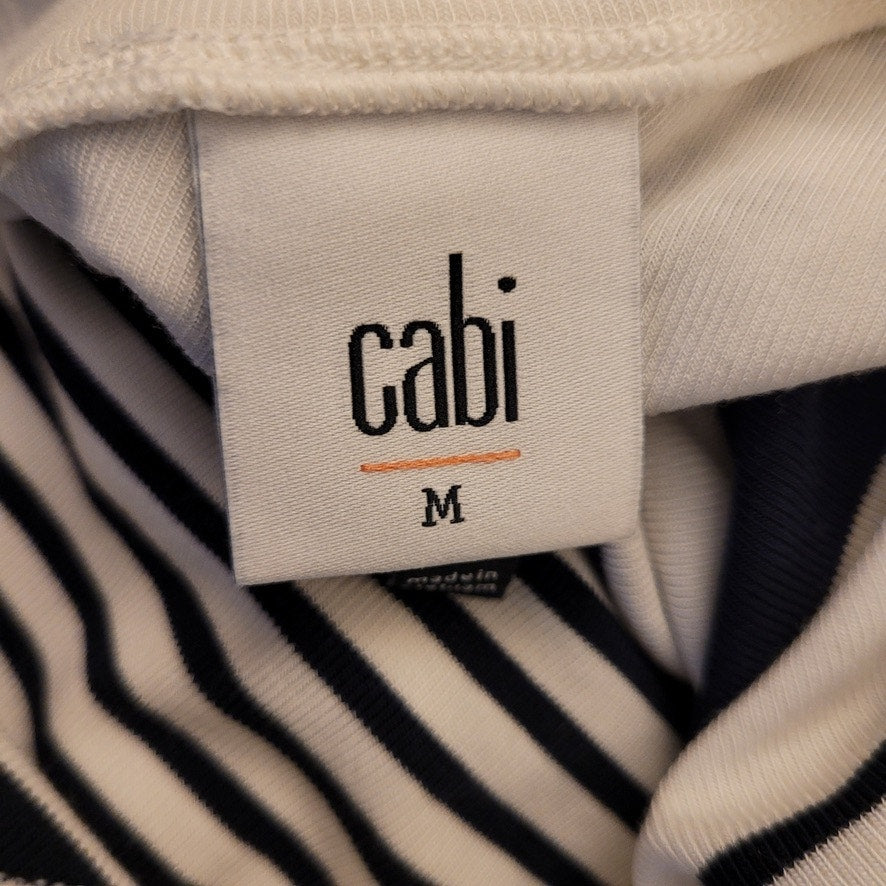 Cabi Sailor Nautical Navy White French Stripe Sailor Dolman V-Neck Tee - Medium