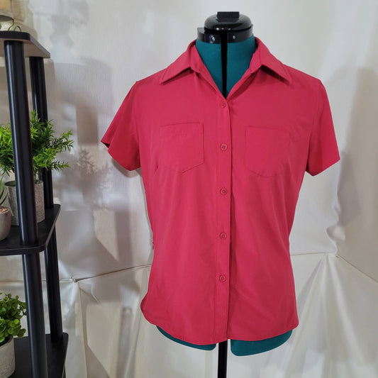 The North Face Reddish Pink Button Up T-Shirt - Size Small