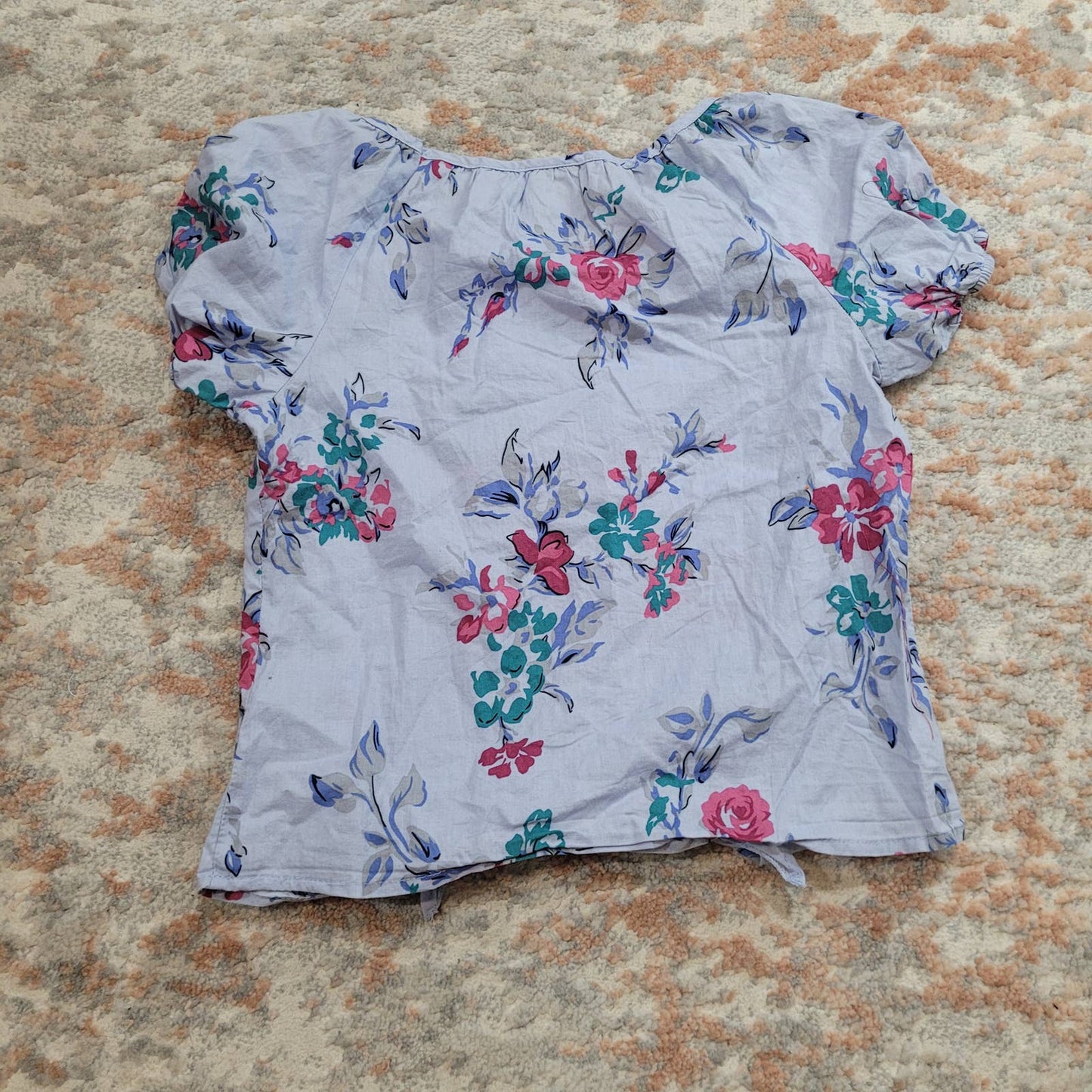 Mudd Blue Floral Short Sleeve Blouse - Size Small